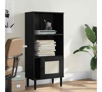 vidaXL Credenza SENJA Aspetto Rattan Nera 60x35x130 cm Legno Pino