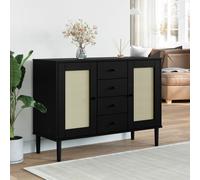 vidaXL Credenza SENJA Aspetto Rattan Nero 112x40x80 cm Massello Pino