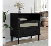 vidaXL Credenza SENJA Aspetto Rattan Nero 80x40x80 cm Massello Pino