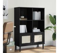 vidaXL Credenza SENJA Aspetto Rattan Nero 90x35x130 cm Legno Pino