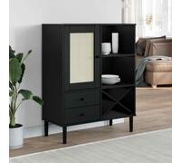 vidaXL Credenza SENJA Aspetto Rattan Nero 90x40x112 cm Massello Pino