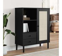 vidaXL Credenza SENJA Aspetto Rattan Nero 90x40x112 cm Massello Pino