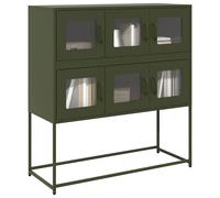 vidaXL Credenza Verde Oliva 100,5x39x107 cm Acciaio Laminato a Freddo
