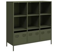vidaXL Credenza Verde Oliva 101,5x39x103,5 cm in Acciaio