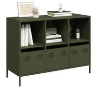 vidaXL Credenza Verde Oliva 101,5x39x73,5 cm Acciaio Laminato a Freddo, armadietto, credenza, Armadio da corridoio, Buffet, Armadio da Cucina