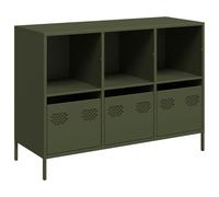 vidaXL Credenza Verde Oliva 101,5x39x73,5 cm Acciaio Laminato a Freddo, armadietto, credenza, Armadio da corridoio, Buffet, Armadio da Cucina