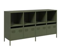 vidaXL Credenza Verde Oliva 135x39x73,5 cm Acciaio Laminato a Freddo, credenza da Cucina, Mobile da Salotto, Mobile da Cucina, Mobile da Soggiorno