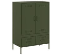 vidaXL Credenza Verde Oliva 68x39x101,5 cm Acciaio Laminato a Freddo, mobiletto, madia, mobile di conservazione, armadietto, mobile portaoggetti