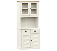 vidaXL Credenza Vigo Bianca 78x40x175 cm in Legno Massello di Pino, credenza in Legno, credenza Alta, credenza con Ante, credenza portaoggetti