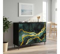 vidaXL Credenza WIJHE Rovere Nero 102 x 33 x 76 cm, Mobile per soggiorno e sala da pranzo, sideboard rettangolare, arredamento moderno, soluzione ampia per casa