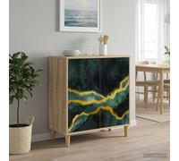 vidaXL Credenza WIJHE Sonoma 69 x 33 x 75 cm Legno ingegnerizzato, Mobile laterale rettangolare moderno, grande spazio per soggiorno e sala da pranzo, arredo elegante per la casa