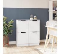 vidaXL Credenze 2 pz Bianche 30x30x70 cm in Legno Multistrato