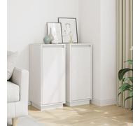 vidaXL Credenze 2 pz Bianche 31,5x34x75 cm in Legno Massello di Pino