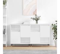 vidaXL Credenze 2 pz Bianche in Legno Multistrato