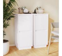 vidaXL Credenze 2 pz Bianco 31,5x34x75 cm in Legno Massello di Pino