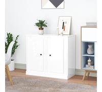 vidaXL Credenze 2 pz Bianco Lucido 37,5x35,5x67,5 cm Legno Multistrato