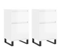 vidaXL Credenze 2 pz Bianco Lucido 40x35x70 cm in Legno Multistrato