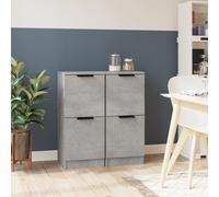 vidaXL Credenze 2 pz Grigio Cemento 30x30x70 cm in Legno Multistrato