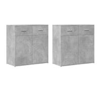 vidaXL Credenze 2 pz Grigio Cemento 79x38x80 cm in Legno Multistrato
