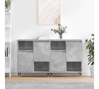 vidaXL Credenze 2 pz Grigio Cemento in Legno Multistrato