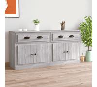 vidaXL Credenze 2 pz Grigio Sonoma in Legno Multistrato