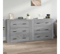 Credenze 2 pz Grigio Sonoma in Legno Multistrato