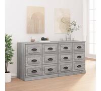 vidaXL Credenze 2 pz Grigio Sonoma in Legno Multistrato