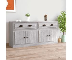 vidaXL Credenze 2 pz Grigio Sonoma in Legno Multistrato