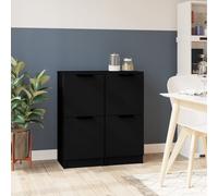 vidaXL Credenze 2 pz Nere 30x30x70 cm in Legno Multistrato