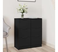 VIDAXL - Credenze 2 Pz Nere 30x30x70 Cm In Legno Multistrato