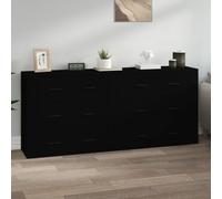 vidaXL Credenze 2 pz Nere in Legno Multistrato