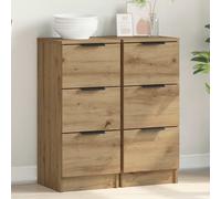 vidaXL Credenze 2 pz Rovere Artigianale 30x30x70 cm Legno Multistrato