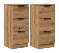 vidaXL Credenze 2 pz Rovere Artigianale 30x30x70 cm Legno Multistrato, Mobile, Mobile Contenitore, Organizer per la casa, Mobile credenza