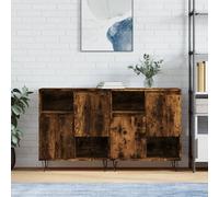 vidaXL Credenze 2 pz Rovere Fumo in Legno Multistrato