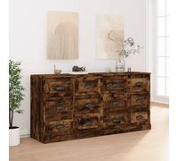 vidaXL Credenze 2 pz Rovere Fumo in Legno Multistrato