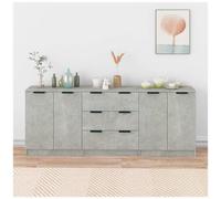 Credenze 3 pz Grigio Cemento in Legno Multistrato