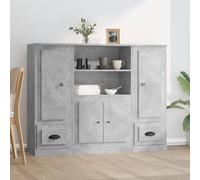 vidaXL Credenze 3 pz Grigio Cemento in Legno Multistrato