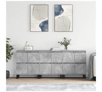 Credenze 3 pz grigio cemento in legno multistrato