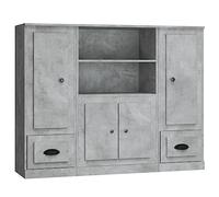 vidaXL Credenze 3 pz Grigio Cemento in Legno Multistrato