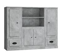 vidaXL Credenze 3 pz Grigio Cemento in Legno Multistrato