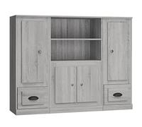 vidaXL Credenze 3 pz Grigio Sonoma in Legno Multistrato