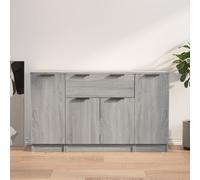 vidaXL Credenze 3 pz Grigio Sonoma in Legno Multistrato