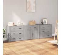 vidaXL Credenze 3 pz Grigio Sonoma in Legno Multistrato