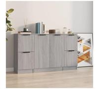 Credenze 3 pz grigio sonoma in legno multistrato