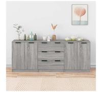 vidaXL Credenze 3 pz Grigio Sonoma in Legno Multistrato