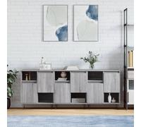 vidaXL Credenze 3 pz Grigio Sonoma in Legno Multistrato