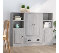 vidaXL Credenze 3 pz Grigio Sonoma in Legno Multistrato