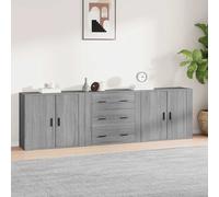 vidaXL Credenze 3 pz Grigio Sonoma in Legno Multistrato
