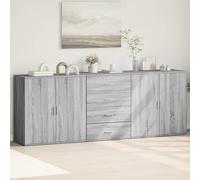 vidaXL Credenze 3 pz Grigio Sonoma in Legno Multistrato