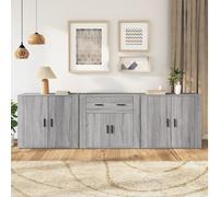 vidaXL Credenze 3 pz Grigio Sonoma in Legno Multistrato